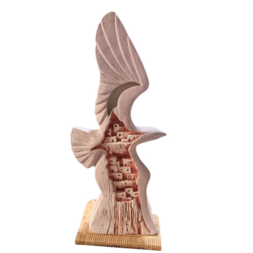 Southwestern Ceramic Eagle Pueblo Cliff Dwelling Sculpture Large Sandstone 18.5"